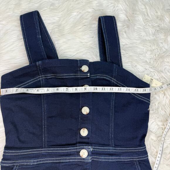 Anthropologie Maeve Denim Edition Portside Button-Front Romper Blue Size 12 NWT - Picture 16 of 16